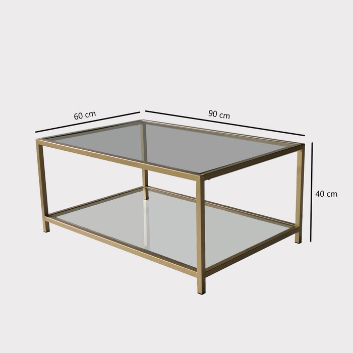 Hanah Home Astro Mesa de Centro con Cristal Templado Dorado